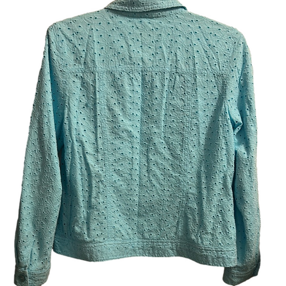 JM Collection Blue Jacket with eyelet design - Picture 7 of 8